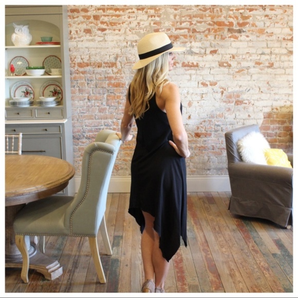 Black Asymmetrical Sleeveless Tank Dress - Picture 3 of 4